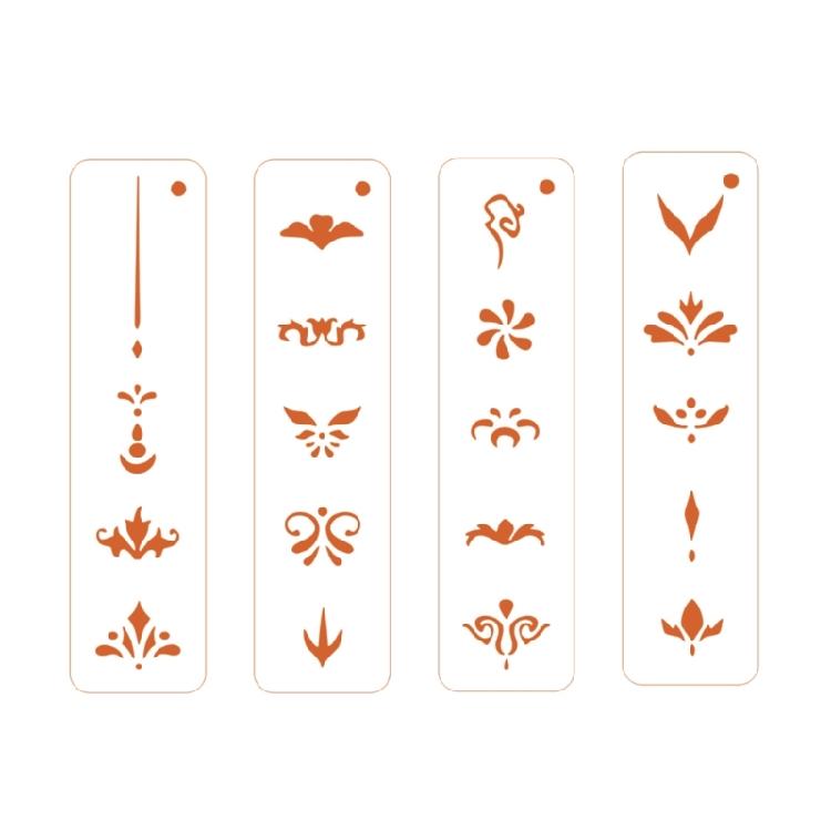 Professional Han fu Cosmetic Tool Intricate Hollow Patterns Forehead Stencil Durability Pet Film for Quick Application
Professional Han fu Cosmetic Tool Intricate Hollow Patterns Forehead Stencil Durability Pet Film for Quick Application