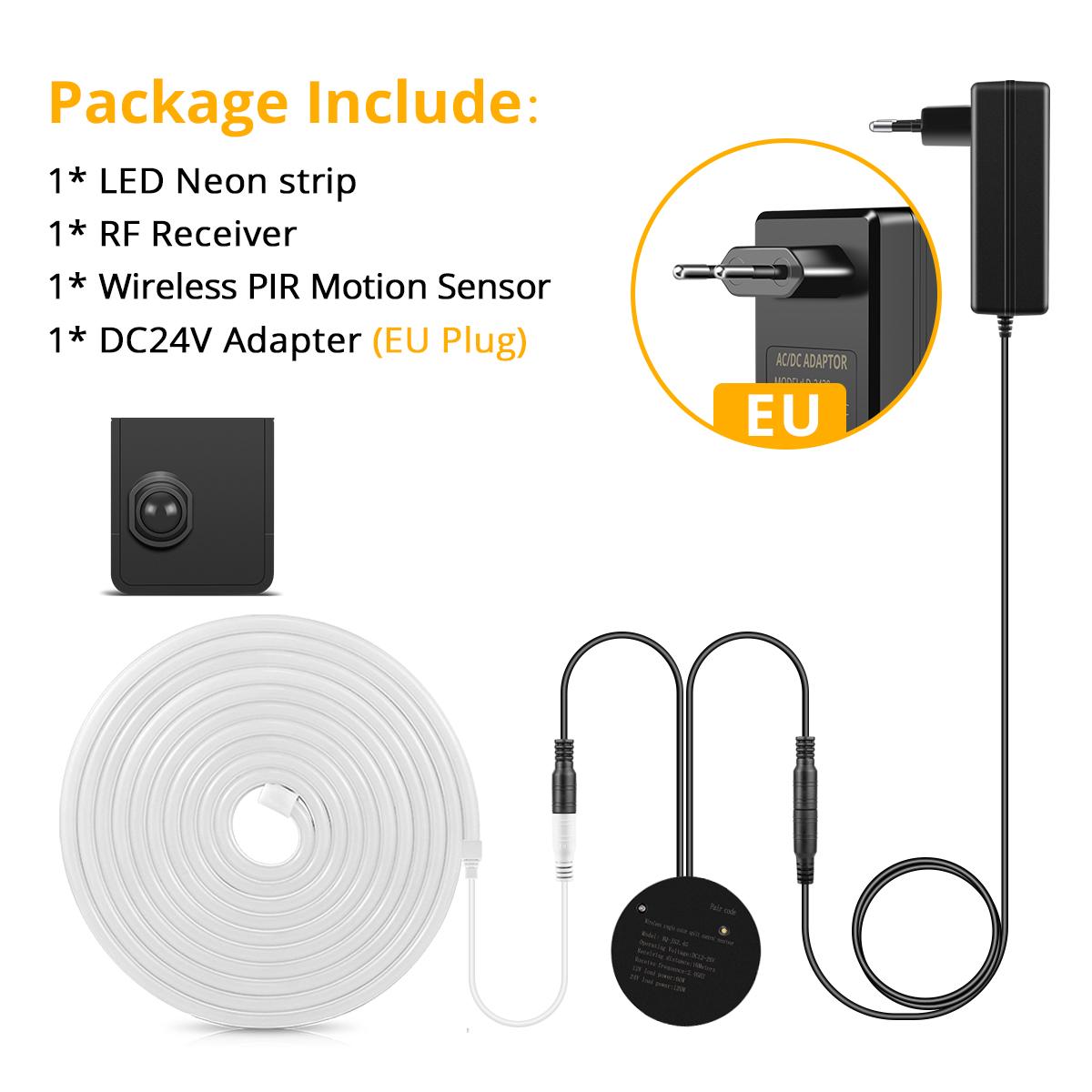 Motion Sensor LED Neon Strip Light 24V Neon Tape With Portable PIR Switch+RF Reciever For Bed Corridor Stairs Living Room Lights Warm White&2m
Motion Sensor LED Neon Strip Light 24V Neon Tape With Portable PIR Switch+RF Reciever For Bed Corridor Stairs Living Room Lights Warm White&2m