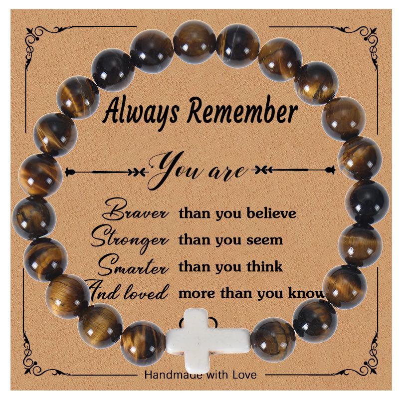 Pink Zebra Stone Inspirational Cross Bracelet - European & American Style
Pink Zebra Stone Inspirational Cross Bracelet - European & American Style