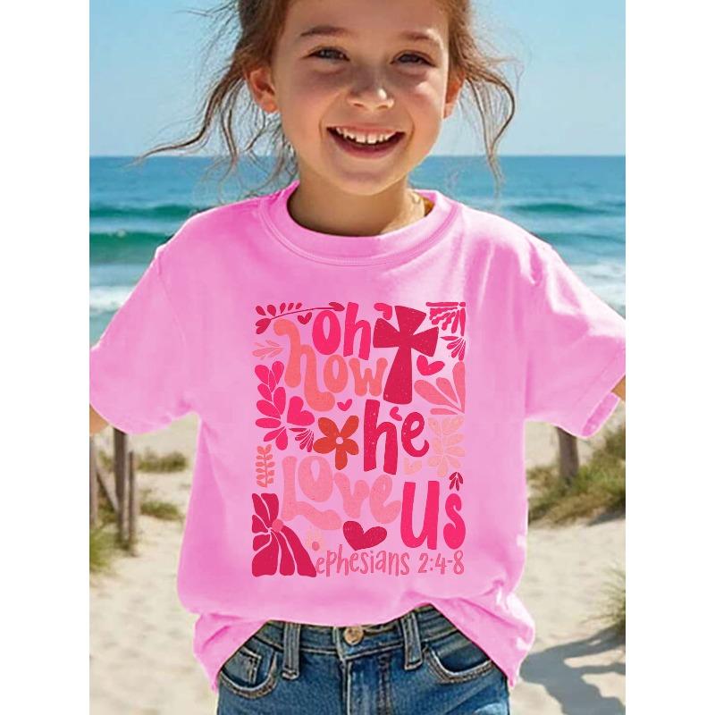 European Size Summer Fashion Girls Short Sleeved T Shirt with Heart Flower and Cross Patterned Cartoon Prints Casual and Versatile 164cm рожевий
European Size Summer Fashion Girls Short Sleeved T Shirt with Heart Flower and Cross Patterned Cartoon Prints Casual and Versatile 164cm рожевий