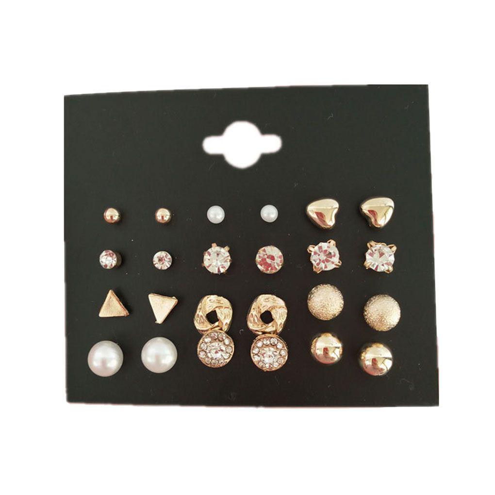 12 Pairs Women Girl Geometric Shaped Earrings Metal Plating Zircon Decor
12 Pairs Women Girl Geometric Shaped Earrings Metal Plating Zircon Decor