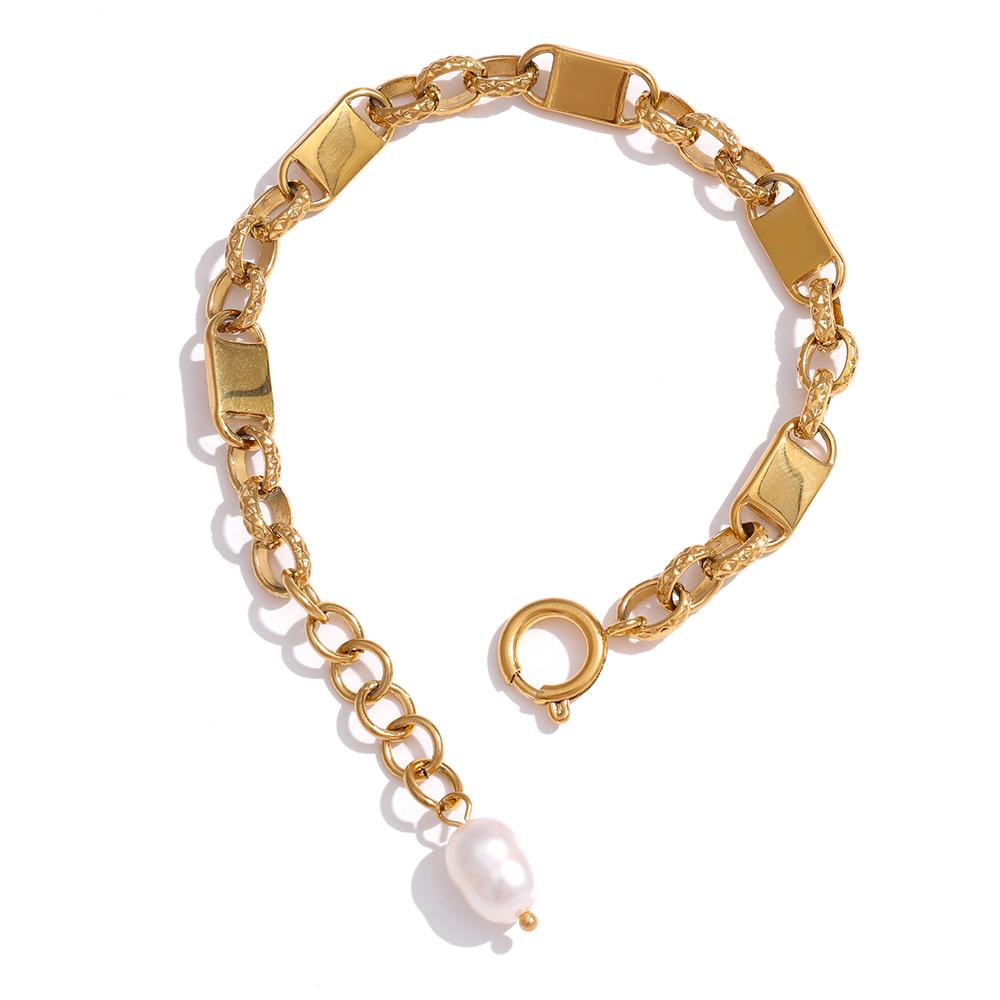 Yhpup Stainless Steel Jewelry Minimalist Chain Golden Bracelet Elegant Natural Pearl Metal Texture for Women Bijoux Femme Gift
Yhpup Stainless Steel Jewelry Minimalist Chain Golden Bracelet Elegant Natural Pearl Metal Texture for Women Bijoux Femme Gift
