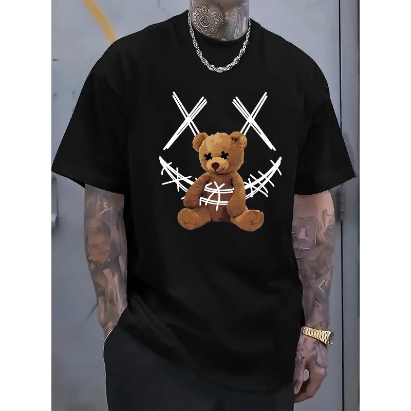 Fashionable, Elegant, and Minimalist Printed Men s Short-sleeve T-shirt - Featuring a Brown Teddy Bear Print on a T-shirt with White Cross-line Design S чёрный
Fashionable, Elegant, and Minimalist Printed Men s Short-sleeve T-shirt - Featuring a Brown Teddy Bear Print on a T-shirt with White Cross-line Design S чёрный