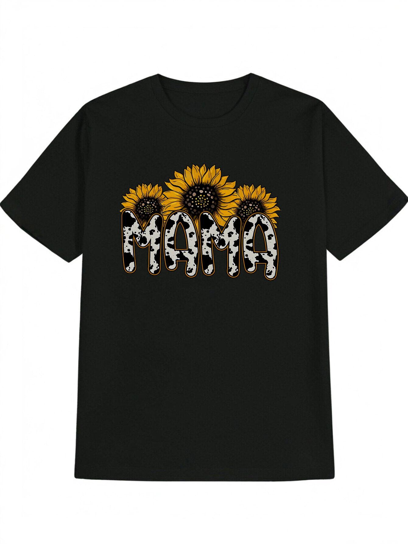 Casual Short Sleeve T-shirt - Black MAMA Three Sunflower & Cow Spot Graphic Print S
Casual Short Sleeve T-shirt - Black MAMA Three Sunflower & Cow Spot Graphic Print S