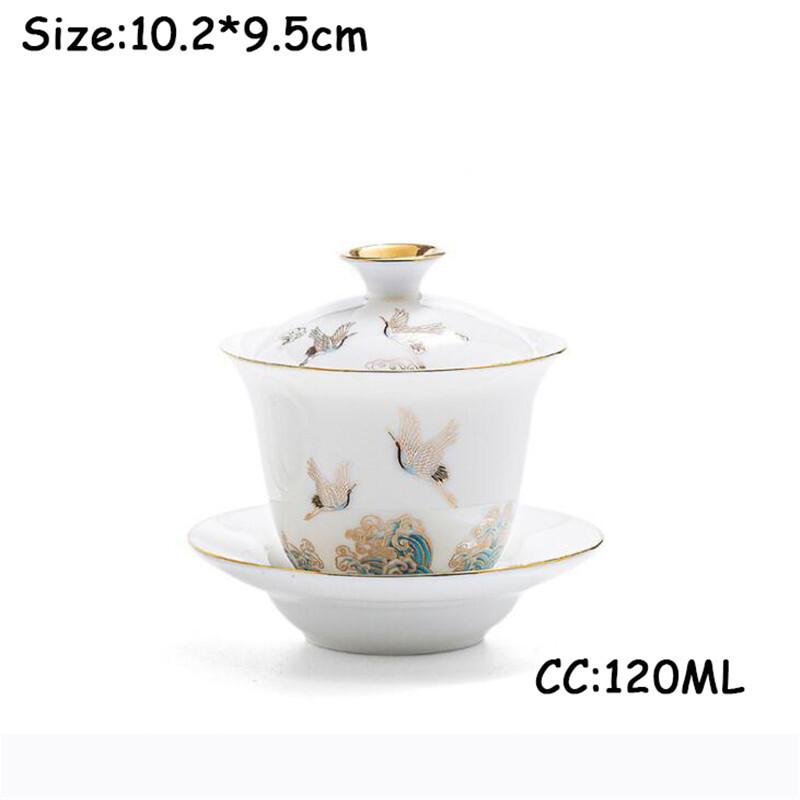 120ml White Nephire Porcelain Gaiawan Crane Wave Plated Tea Bowl Household Gaiwan Teacup Kung Fu Puer Tea Tea Set Tea Ceremony
120ml White Nephire Porcelain Gaiawan Crane Wave Plated Tea Bowl Household Gaiwan Teacup Kung Fu Puer Tea Tea Set Tea Ceremony