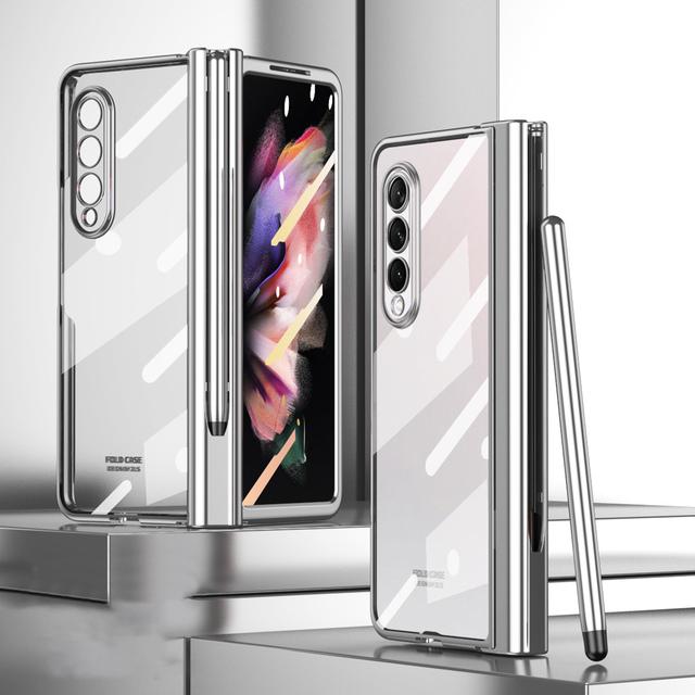 Прозорий чохол для Samsung Galaxy Z Fold 3 із ручкою S Pen, захистом шарнірів і переднім загартованим склом для захисту екрана for Galaxy Z Fold 3 срібний
Прозорий чохол для Samsung Galaxy Z Fold 3 із ручкою S Pen, захистом шарнірів і переднім загартованим склом для захисту екрана for Galaxy Z Fold 3 срібний