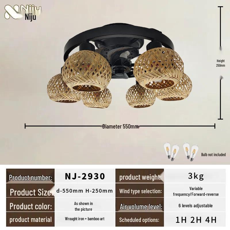 Retro Minimalist Rattan Ceiling Fan Light - Handmade Six-Head Design for Living Room, Dining Room, Corridor, or Aisle.
Retro Minimalist Rattan Ceiling Fan Light - Handmade Six-Head Design for Living Room, Dining Room, Corridor, or Aisle.