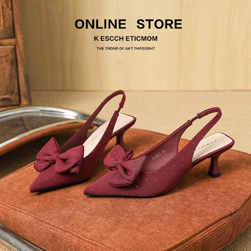 Baotou bow sandals women s new pointed heel one pedal temperament high heel sandals 34
Baotou bow sandals women s new pointed heel one pedal temperament high heel sandals 34