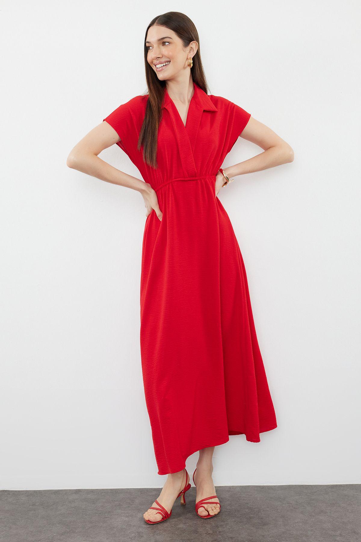 Women s Fashion Red Straight A-Line Double Breasted Neck Aerobin Midi Woven Dress XS
Women s Fashion Red Straight A-Line Double Breasted Neck Aerobin Midi Woven Dress XS