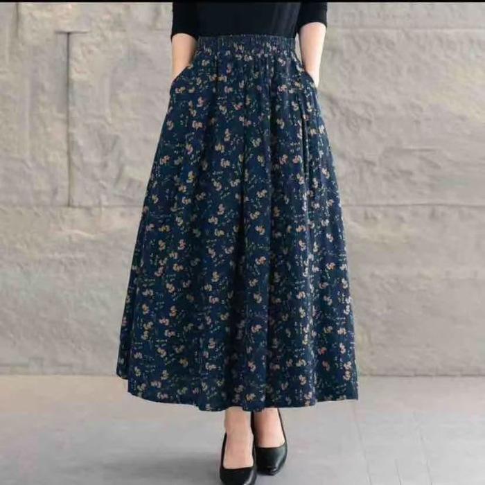 Korean Floral Retro High-Waist A-Line Midi Skirt for Women 4XL темно-синього кольору
Korean Floral Retro High-Waist A-Line Midi Skirt for Women 4XL темно-синього кольору