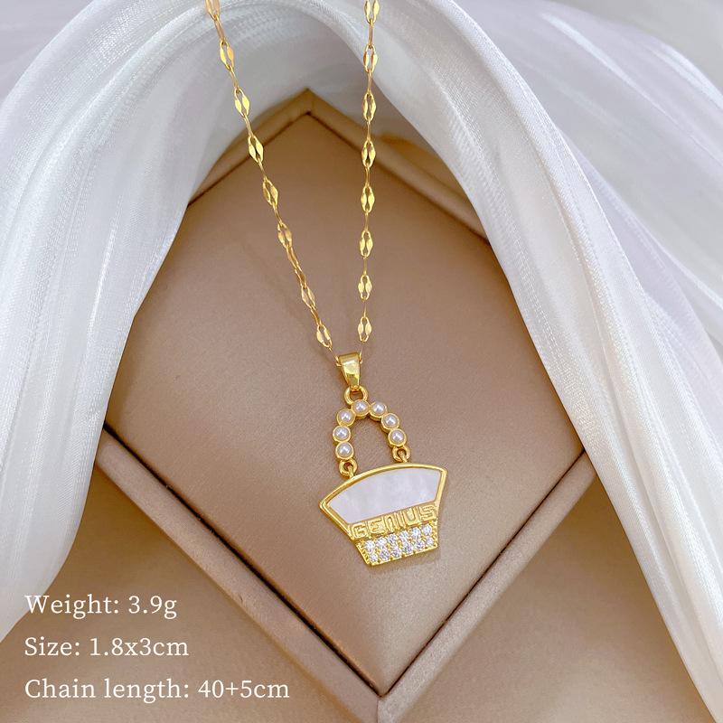 Pearl Shell Bag Light Luxury Temperament Gorgeous Full Diamond Necklace Women S Versatile Collarbone Chain Titanium Steel Chain
Pearl Shell Bag Light Luxury Temperament Gorgeous Full Diamond Necklace Women S Versatile Collarbone Chain Titanium Steel Chain
