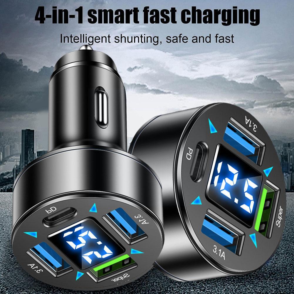Power Adapter 4 In 1 Blue Light Fast Car Charger Mini Portable QC 3.0 Quick Charge Adapter LED Digital Display For Smart Ph Q8E3
Power Adapter 4 In 1 Blue Light Fast Car Charger Mini Portable QC 3.0 Quick Charge Adapter LED Digital Display For Smart Ph Q8E3