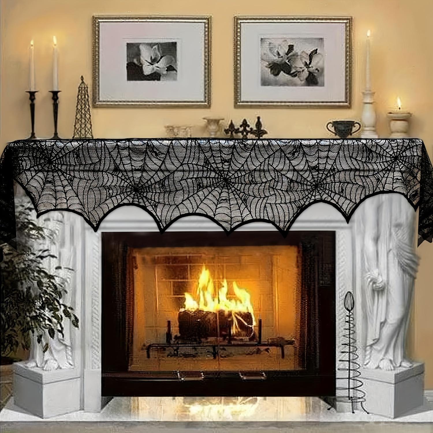 Halloween Decoration Indoor Skull Head Fireplace Scarf, Black Lace Spider Web Fireplace Cover, Halloween Mantle Decoration
Halloween Decoration Indoor Skull Head Fireplace Scarf, Black Lace Spider Web Fireplace Cover, Halloween Mantle Decoration