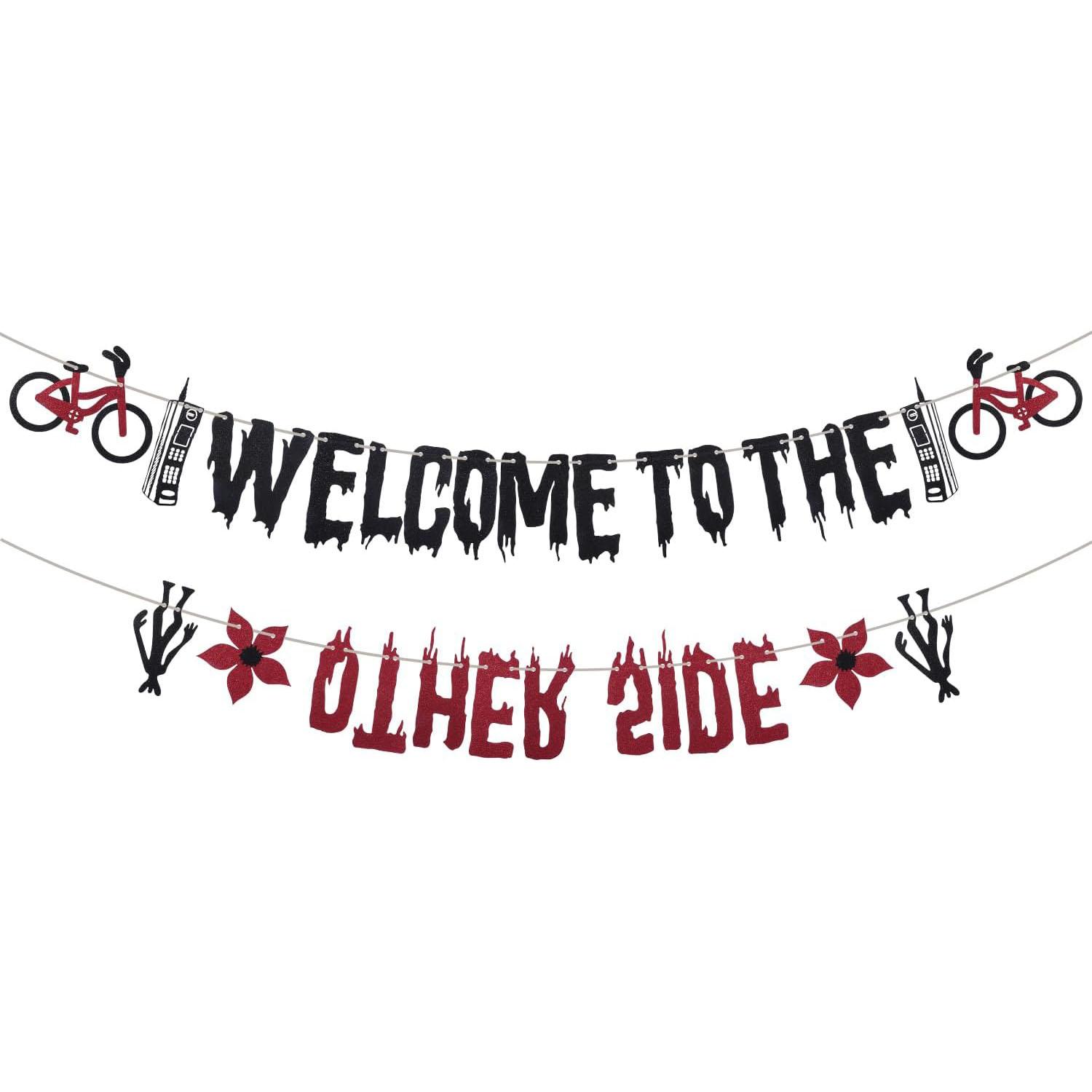 BEPAN Glitter Welcome to the Other Side Banner for Birthday Party Decorations Upside Down Banner Stranger Party Decorations for Spooky чёрный
BEPAN Glitter Welcome to the Other Side Banner for Birthday Party Decorations Upside Down Banner Stranger Party Decorations for Spooky чёрный
