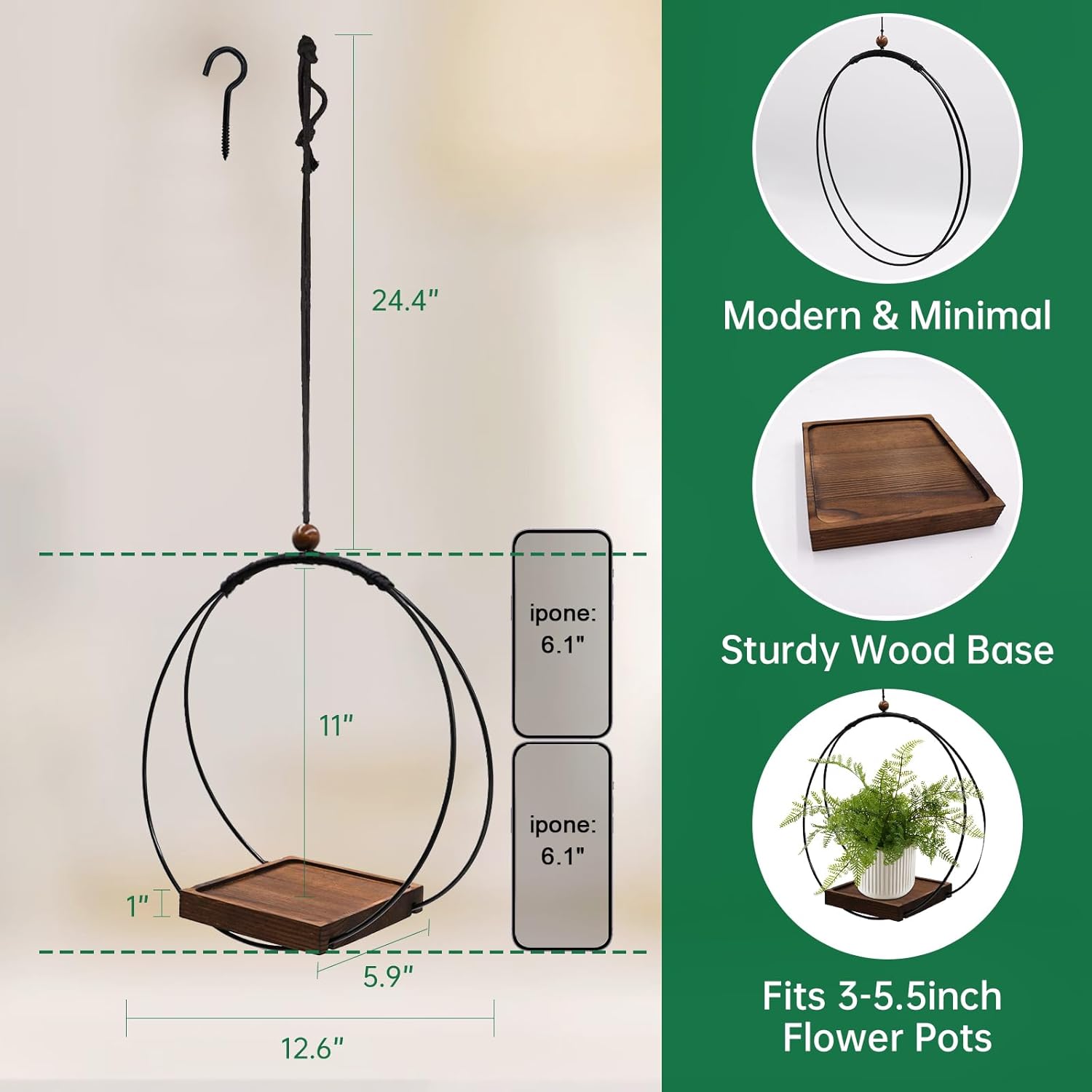 Hanging Planter for Indoor Plants Plant Hanger with Wood Base Modern Boho Macrame Plant Hanger Wall Ceiling Window Stands чорний
Hanging Planter for Indoor Plants Plant Hanger with Wood Base Modern Boho Macrame Plant Hanger Wall Ceiling Window Stands чорний