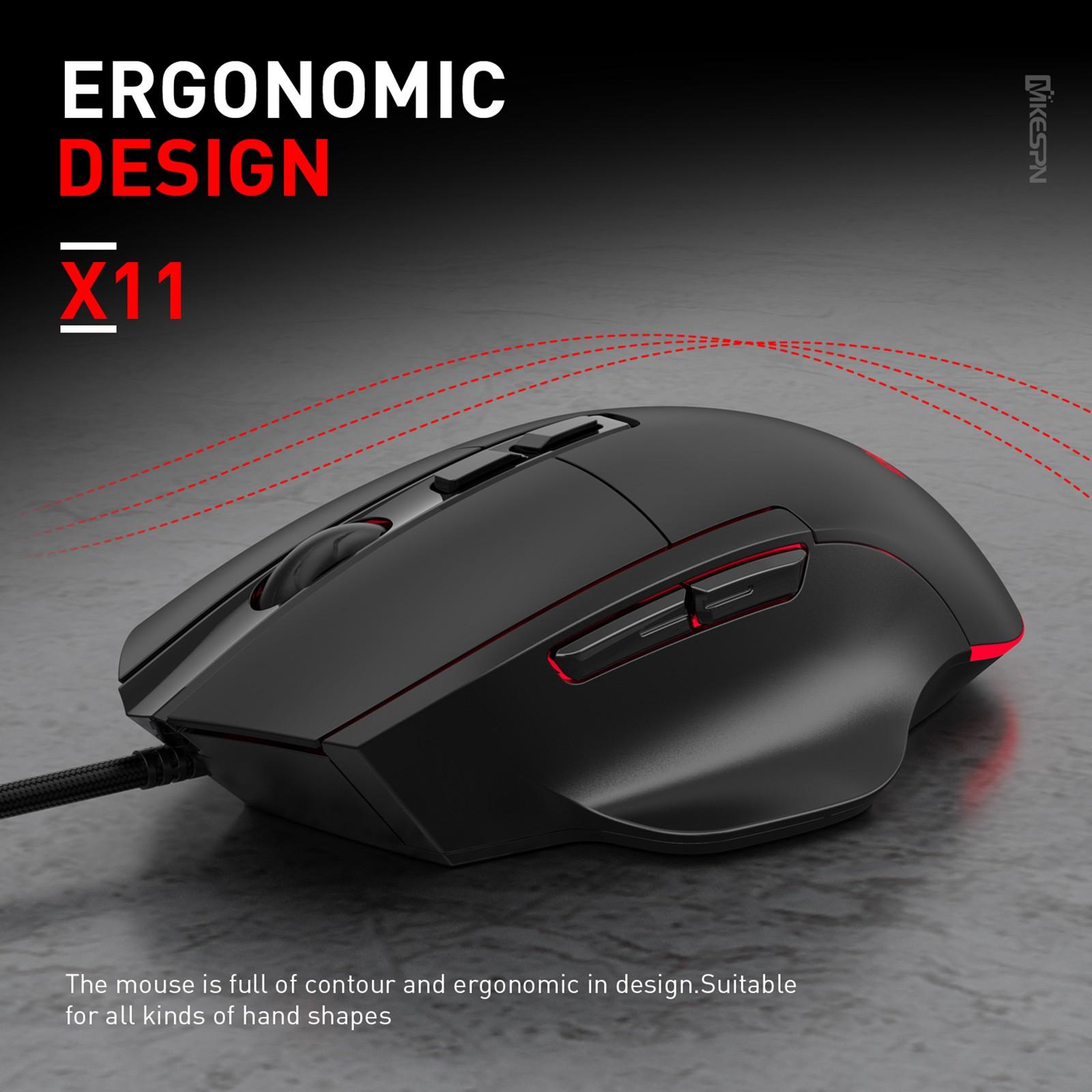 Sagit X11 1600DPI 7-кнопочная RGB-подсветка Эргономичная программируемая беспроводная игровая мышь
Sagit X11 1600DPI 7-кнопочная RGB-подсветка Эргономичная программируемая беспроводная игровая мышь