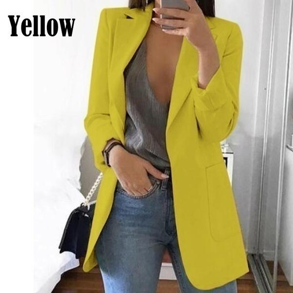 Модные женские повседневные блейзеры, женские кардиганы больших размеров с длинными рукавами, сплошной цвет, приталенный костюм, куртка 5XL жёлтый
Модные женские повседневные блейзеры, женские кардиганы больших размеров с длинными рукавами, сплошной цвет, приталенный костюм, куртка 5XL жёлтый