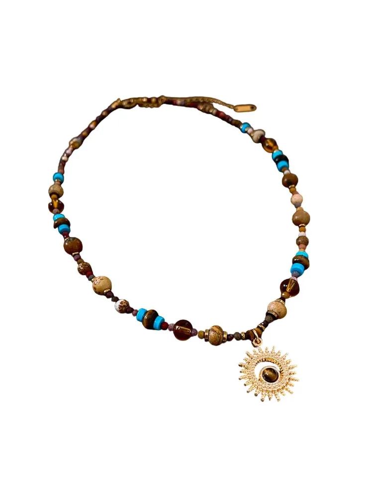 A titanium steel natural stone sun pendant stainless steel necklace suitable for daily wear and holiday gifts Option1
A titanium steel natural stone sun pendant stainless steel necklace suitable for daily wear and holiday gifts Option1