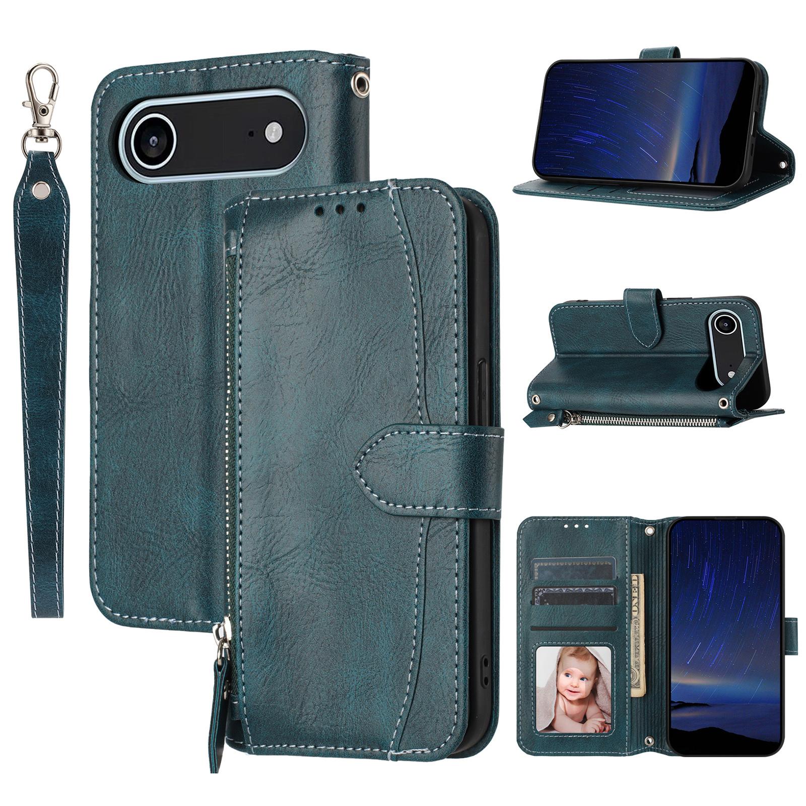 For iPhone 17 Air Case Zipper Pocket Wallet Leather Phone Cover with Wrist Strap Blackish Green
For iPhone 17 Air Case Zipper Pocket Wallet Leather Phone Cover with Wrist Strap Blackish Green