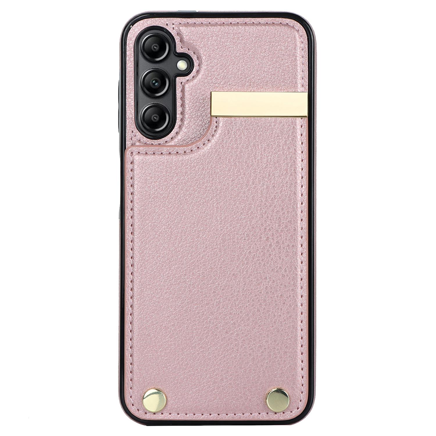 For Samsung Galaxy A14 5G/A14 4G Case Hardware Decor TPU+PU Leather Card Slots Protective Cover Rose Gold
For Samsung Galaxy A14 5G/A14 4G Case Hardware Decor TPU+PU Leather Card Slots Protective Cover Rose Gold