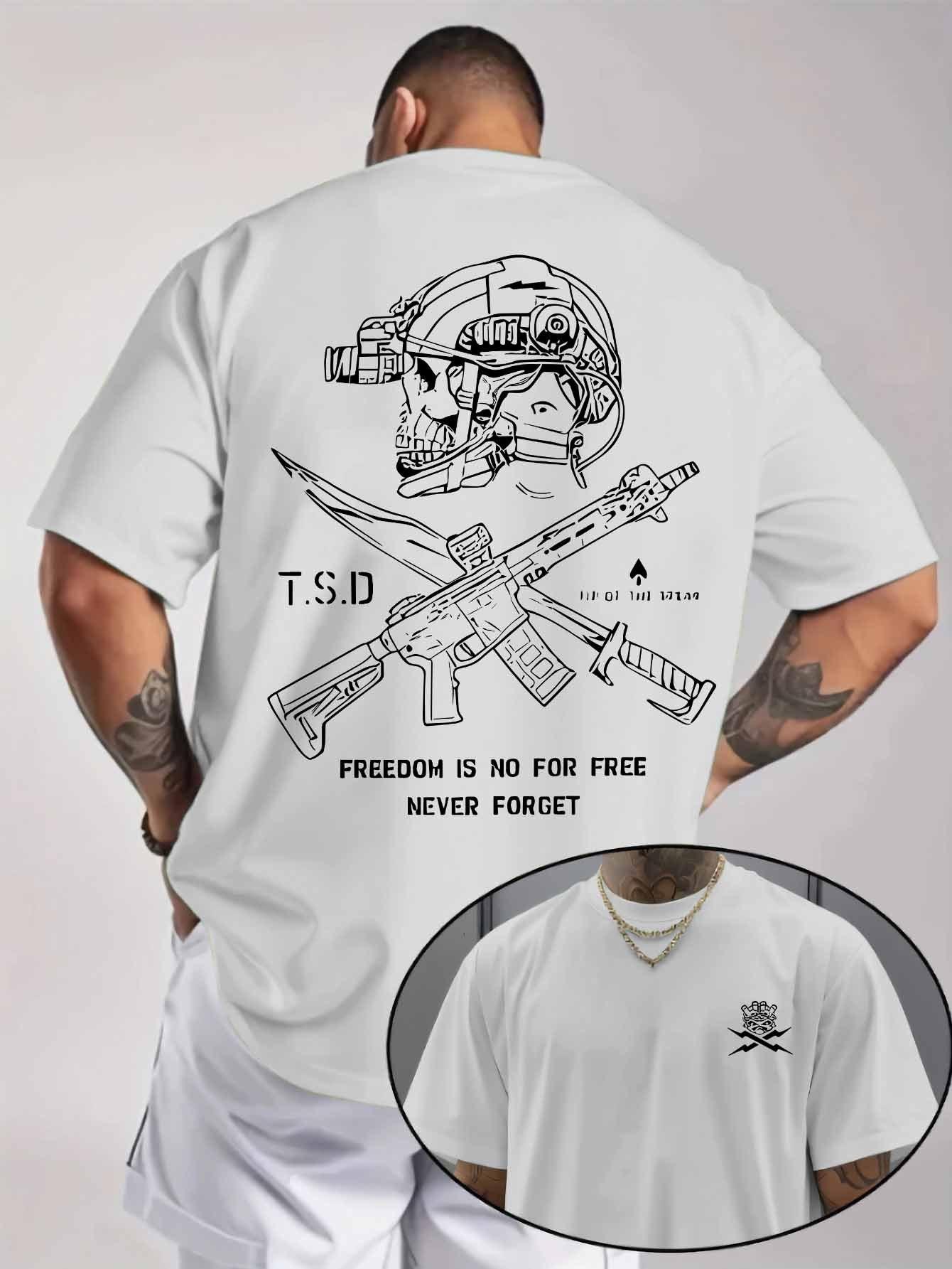 Skeleton Head with Tactical Helmet Cross Pattern Printed Sports and Leisure Summer Short Sleeved T-shirt 5XL різнокольоровий
Skeleton Head with Tactical Helmet Cross Pattern Printed Sports and Leisure Summer Short Sleeved T-shirt 5XL різнокольоровий