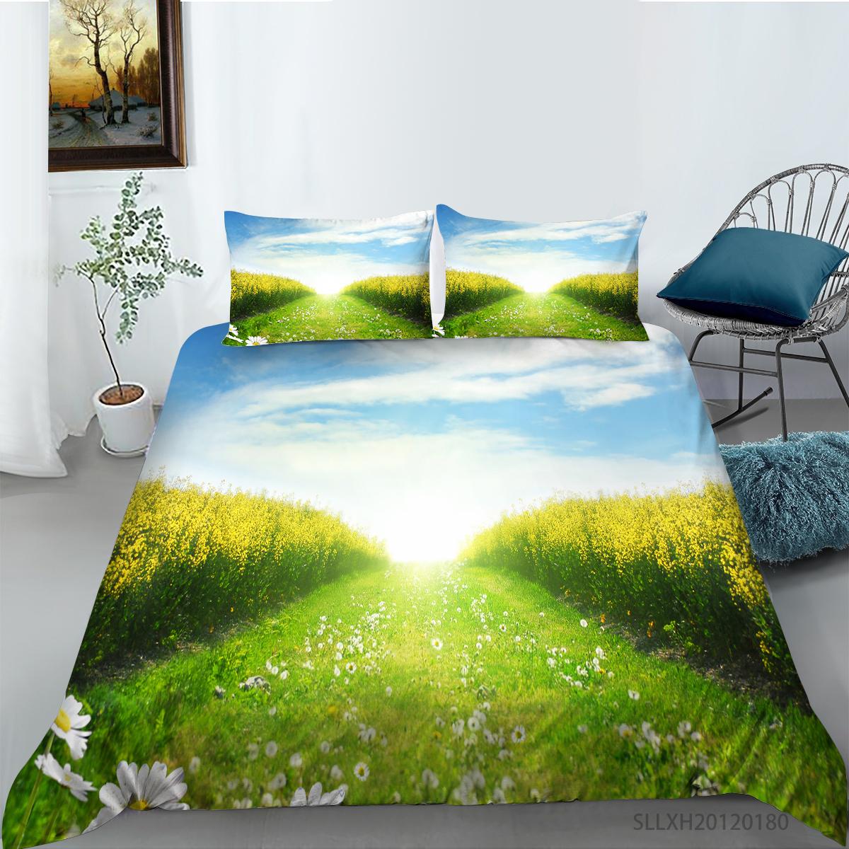 Комплект постельного белья с 3D принтом ромашки, пододеяльник и наволочка с растениями, 2 или 3 предмета, AU240 * 270, полноразмерное украшение для дома Baby 100x135cm