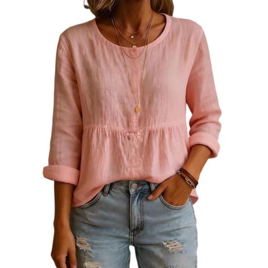 Women Tops Long Sleeve Round Neck Loose Fit Pullover Tops with Pleated Hem Pure Color Spring Summer Casual Shirt S рожевий
Women Tops Long Sleeve Round Neck Loose Fit Pullover Tops with Pleated Hem Pure Color Spring Summer Casual Shirt S рожевий