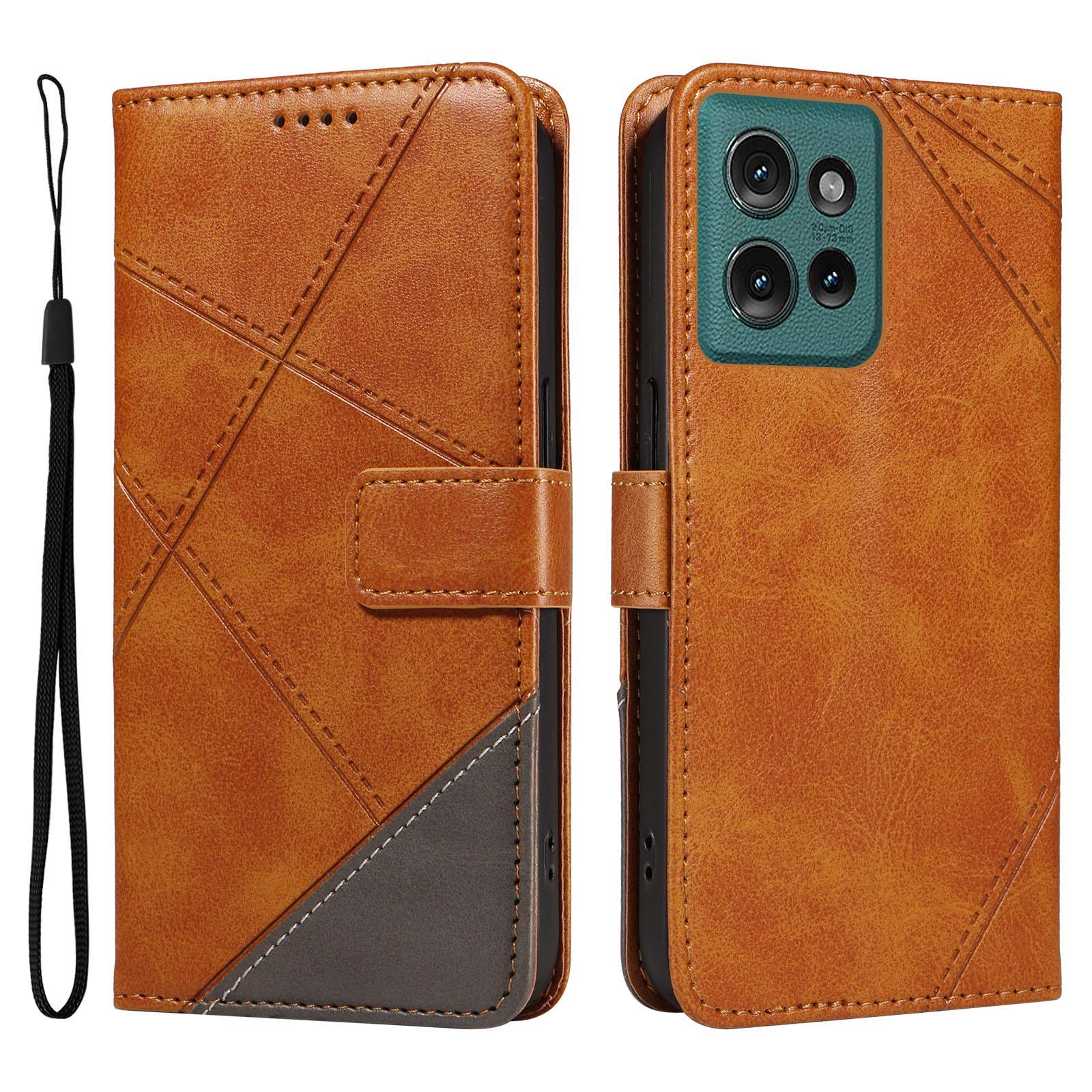 For Motorola Edge 50 5G Case Leather Geometric Line Wallet Phone Cover with Wrist Strap Brown
For Motorola Edge 50 5G Case Leather Geometric Line Wallet Phone Cover with Wrist Strap Brown