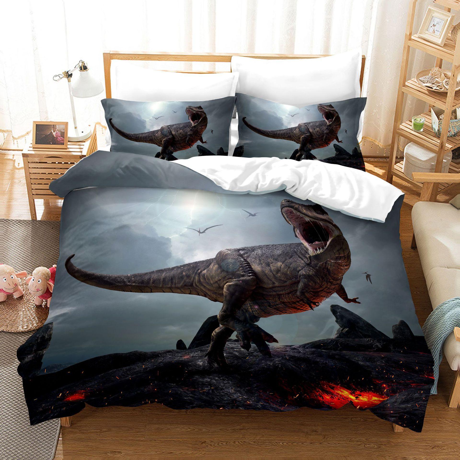 Набор из трех предметов с динозавром, животным, американская 3D цифровая печать EU Single140cm×200cm