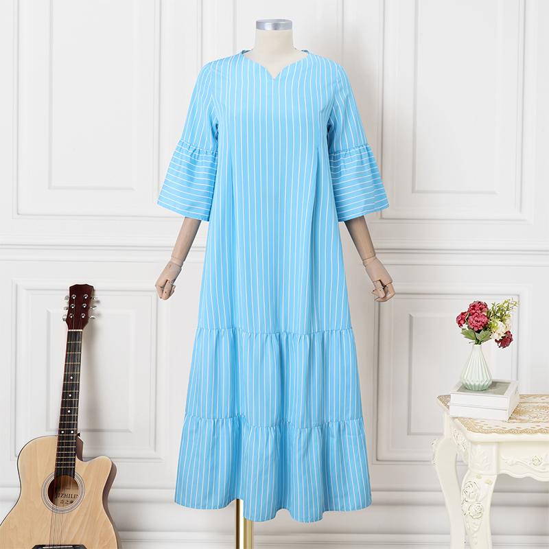 VONDA Women Round Neck 3/4 Sleeve Striped Casual Baggy Long Maxi Swing Dress M синій
VONDA Women Round Neck 3/4 Sleeve Striped Casual Baggy Long Maxi Swing Dress M синій