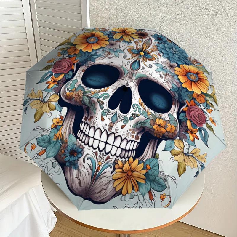 1pc Day of the Dead Floral Skull Umbrella with Plastic Handle,Suitable for All Seasons Home Travel Outdoor UmbrellaDD1574
1pc Day of the Dead Floral Skull Umbrella with Plastic Handle,Suitable for All Seasons Home Travel Outdoor UmbrellaDD1574