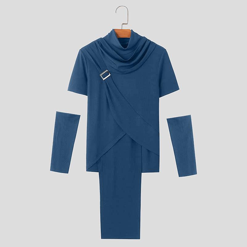 INCERUN Мужские топы с высоким воротником-хомутиком и рукавами в стиле пэчворк, повседневные облегающие футболки с неровными слоями синий
INCERUN Мужские топы с высоким воротником-хомутиком и рукавами в стиле пэчворк, повседневные облегающие футболки с неровными слоями синий