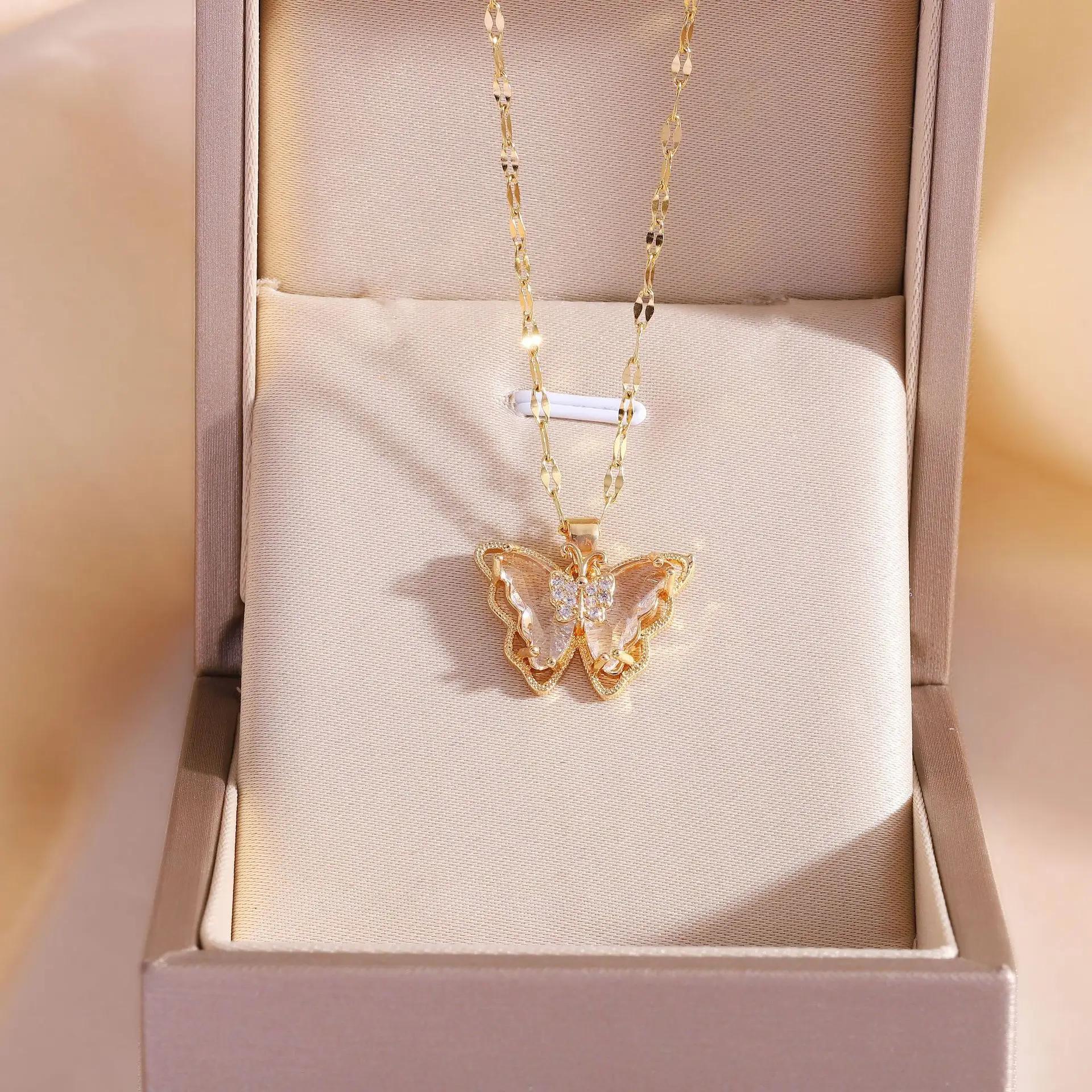 Colorful Zircon Butterfly Pendant Necklaces for Women Girls Stainless Steel Trendy Romantic Jewelry Accessories Gifts
Colorful Zircon Butterfly Pendant Necklaces for Women Girls Stainless Steel Trendy Romantic Jewelry Accessories Gifts