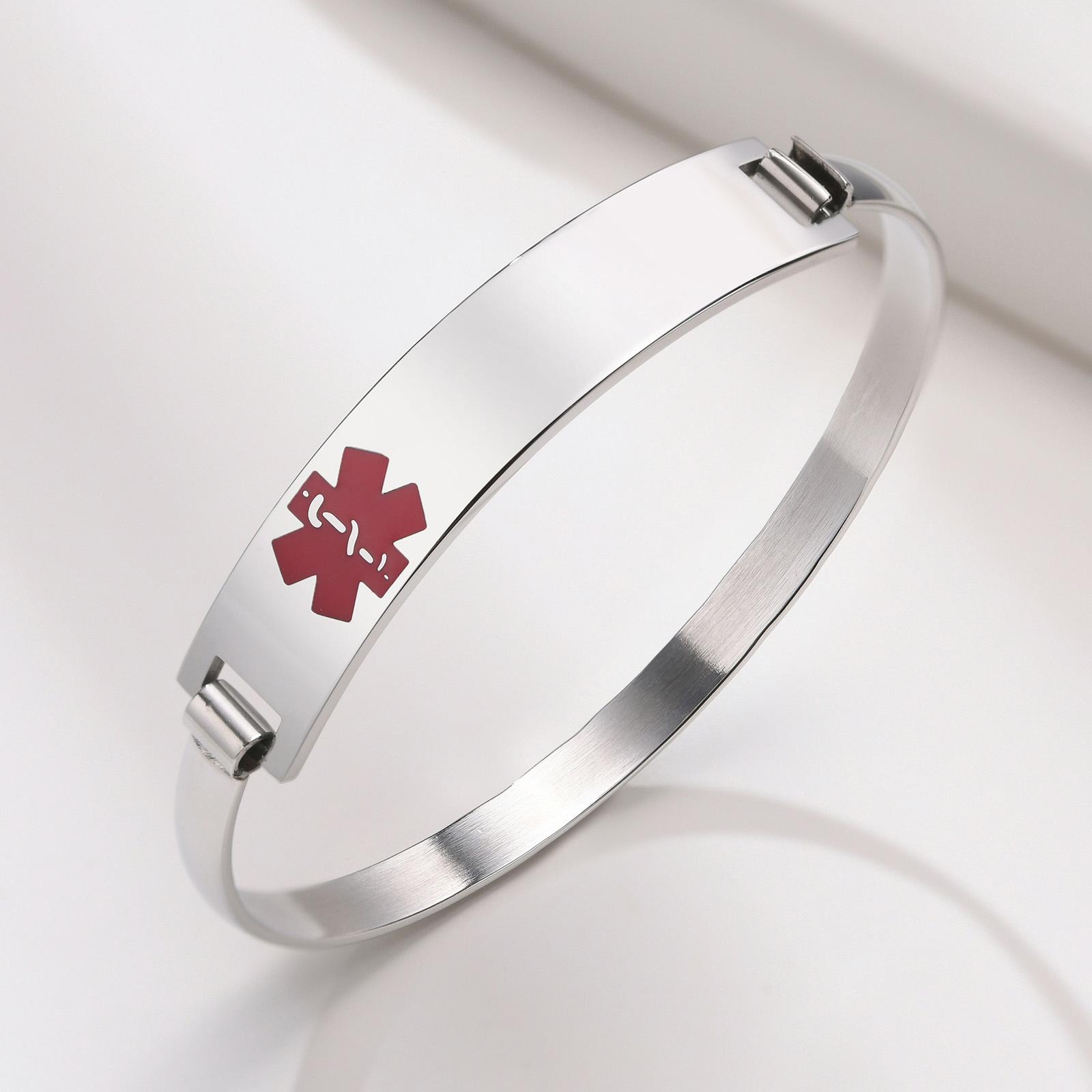 Free Customize Medical Cuff Bangle Bracelets for Women, Anti Allergy Stainless Steel ID Tag, Emergency Reminder Jewelry
Free Customize Medical Cuff Bangle Bracelets for Women, Anti Allergy Stainless Steel ID Tag, Emergency Reminder Jewelry