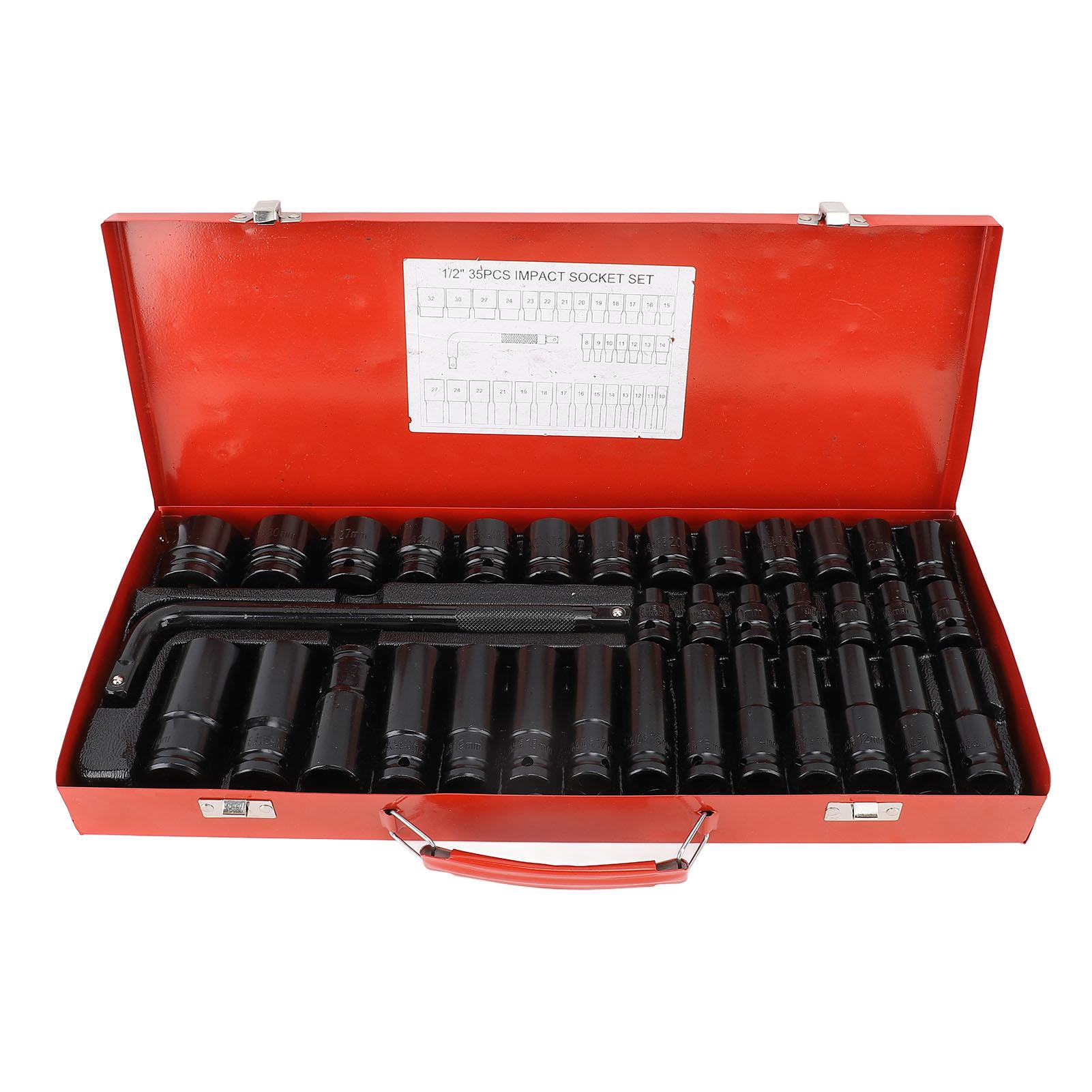 35Pcs Impact Socket Set 12 Drive Pneumatic CRV Auto Repair Tool Short Long with L Bent Rod
35Pcs Impact Socket Set 12 Drive Pneumatic CRV Auto Repair Tool Short Long with L Bent Rod
