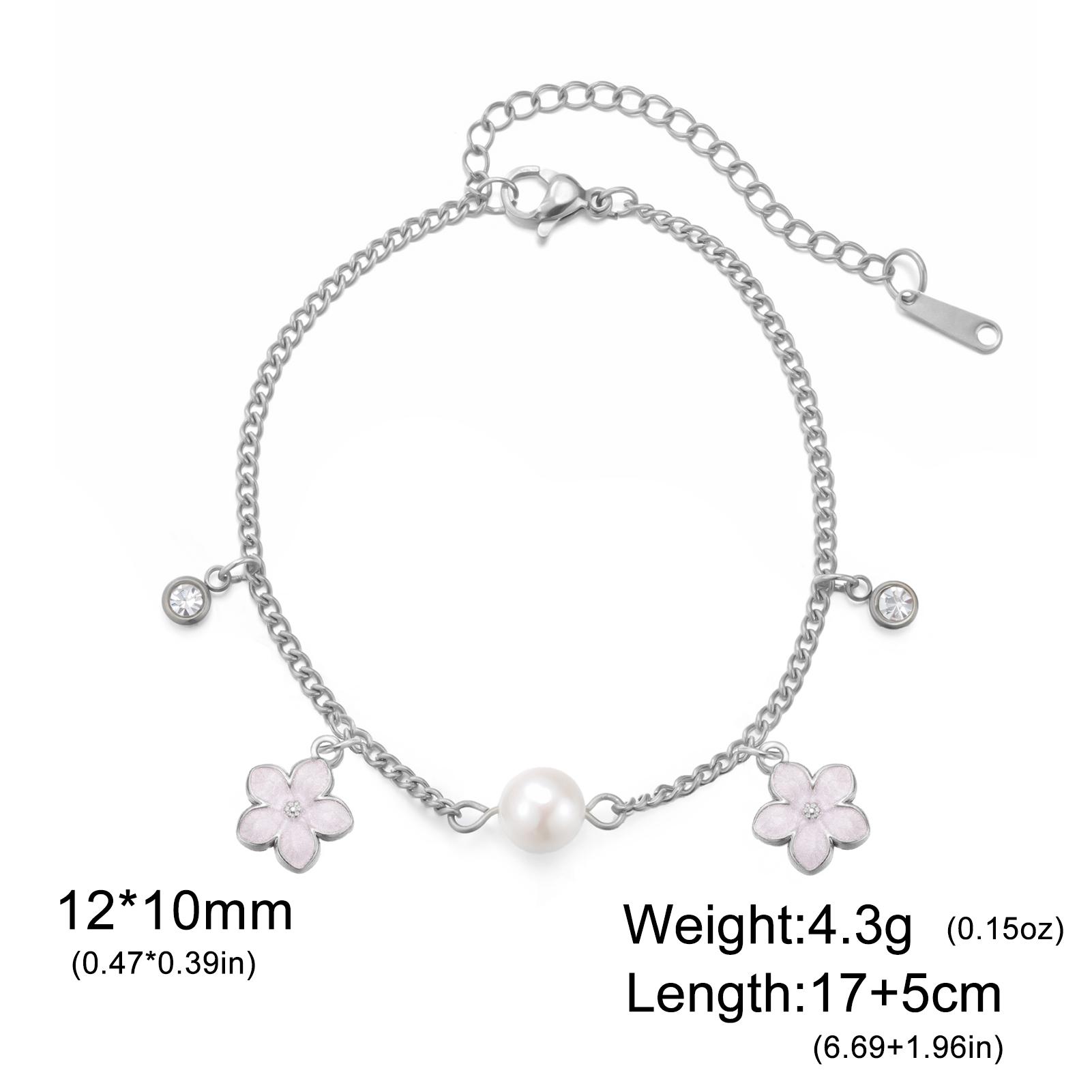 Teamer Enamel Flower Pearl Zircon Pendant Charms Bracelet Stainless Steel For Women Girls Fashion Romantic Jewelry Birthday Gift 22cm
Teamer Enamel Flower Pearl Zircon Pendant Charms Bracelet Stainless Steel For Women Girls Fashion Romantic Jewelry Birthday Gift 22cm