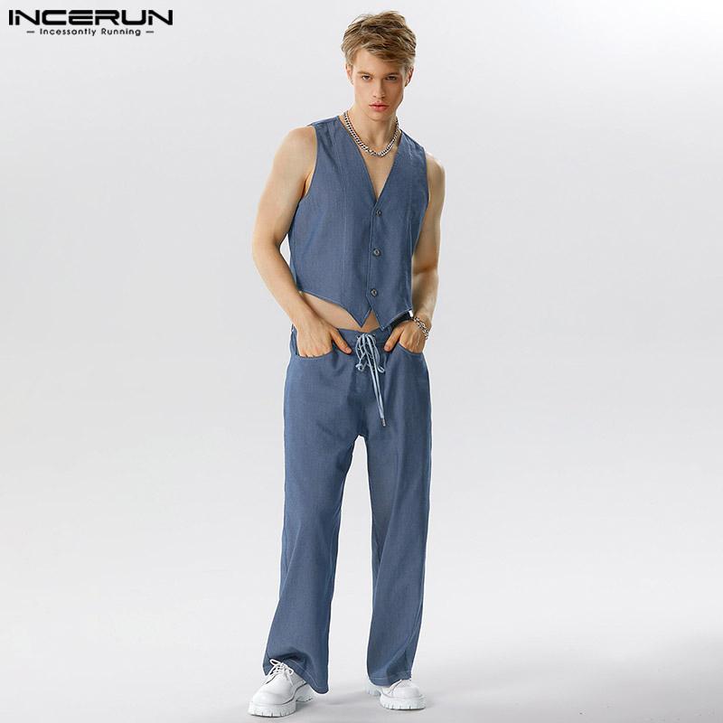 INCERUN комплект из 2 предметов, мужские джинсовые жилеты + длинные брюки с эластичной резинкой на талии, повседневный костюм
INCERUN комплект из 2 предметов, мужские джинсовые жилеты + длинные брюки с эластичной резинкой на талии, повседневный костюм