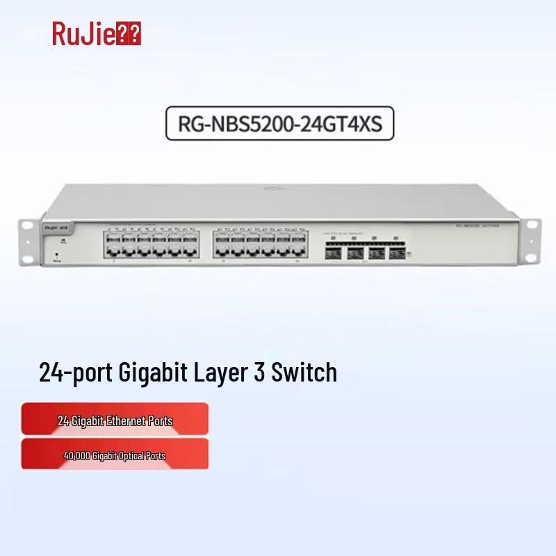 Ruijie RG-NBS5200-24GT4XS Enterprise Layer 3 Managed Switch
Ruijie RG-NBS5200-24GT4XS Enterprise Layer 3 Managed Switch