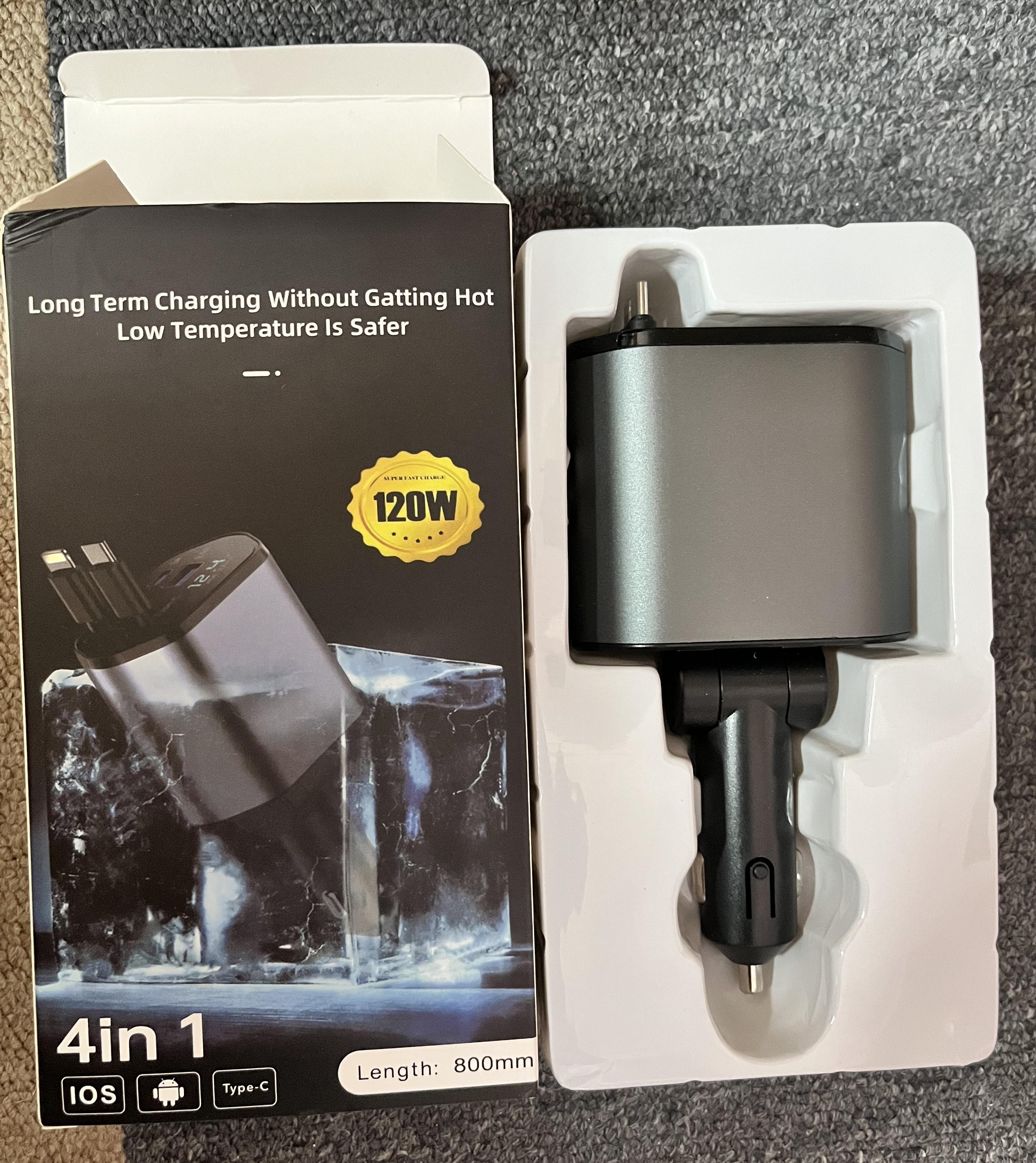 Автомобильное зарядное устройство мощностью 240 Вт, 4-в-1, USB-кабель C, подходит для iPhone, Xiaomi, Samsung, кабель для быстрой зарядки, адаптер для прикуривателя чёрный
Автомобильное зарядное устройство мощностью 240 Вт, 4-в-1, USB-кабель C, подходит для iPhone, Xiaomi, Samsung, кабель для быстрой зарядки, адаптер для прикуривателя чёрный