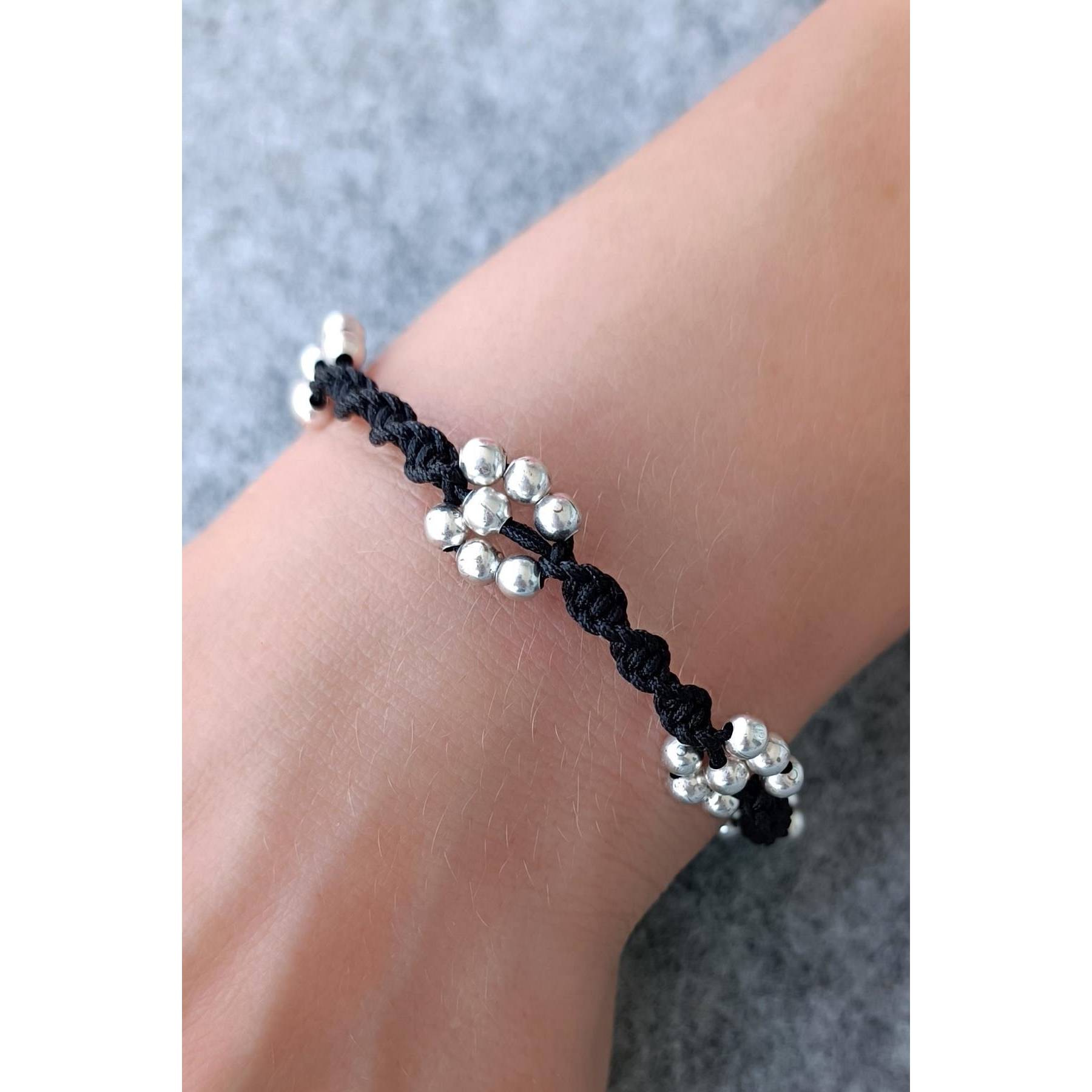 Beaded String Women s Bracelet Silver Plated Handmade Adjustable Women s Bracelet 
Beaded String Women s Bracelet Silver Plated Handmade Adjustable Women s Bracelet