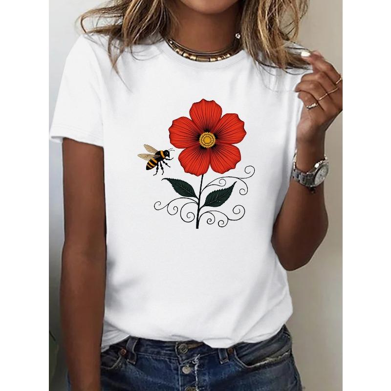 Plus Size Women s White T-Shirt Red Poppy & Bee Print Casual Short Sleeve Crew Neck Floral Top S белый
Plus Size Women s White T-Shirt Red Poppy & Bee Print Casual Short Sleeve Crew Neck Floral Top S белый