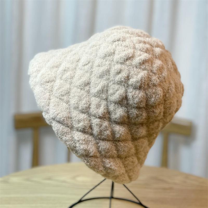 Зимняя вельветовая шляпа-ведро в японском стиле с ленивым кроликом для женщин, корейская мода, плиссированная теплая шляпа-рыбак с закруткой, универсальная однотонная теплая шляпа Adjustable
