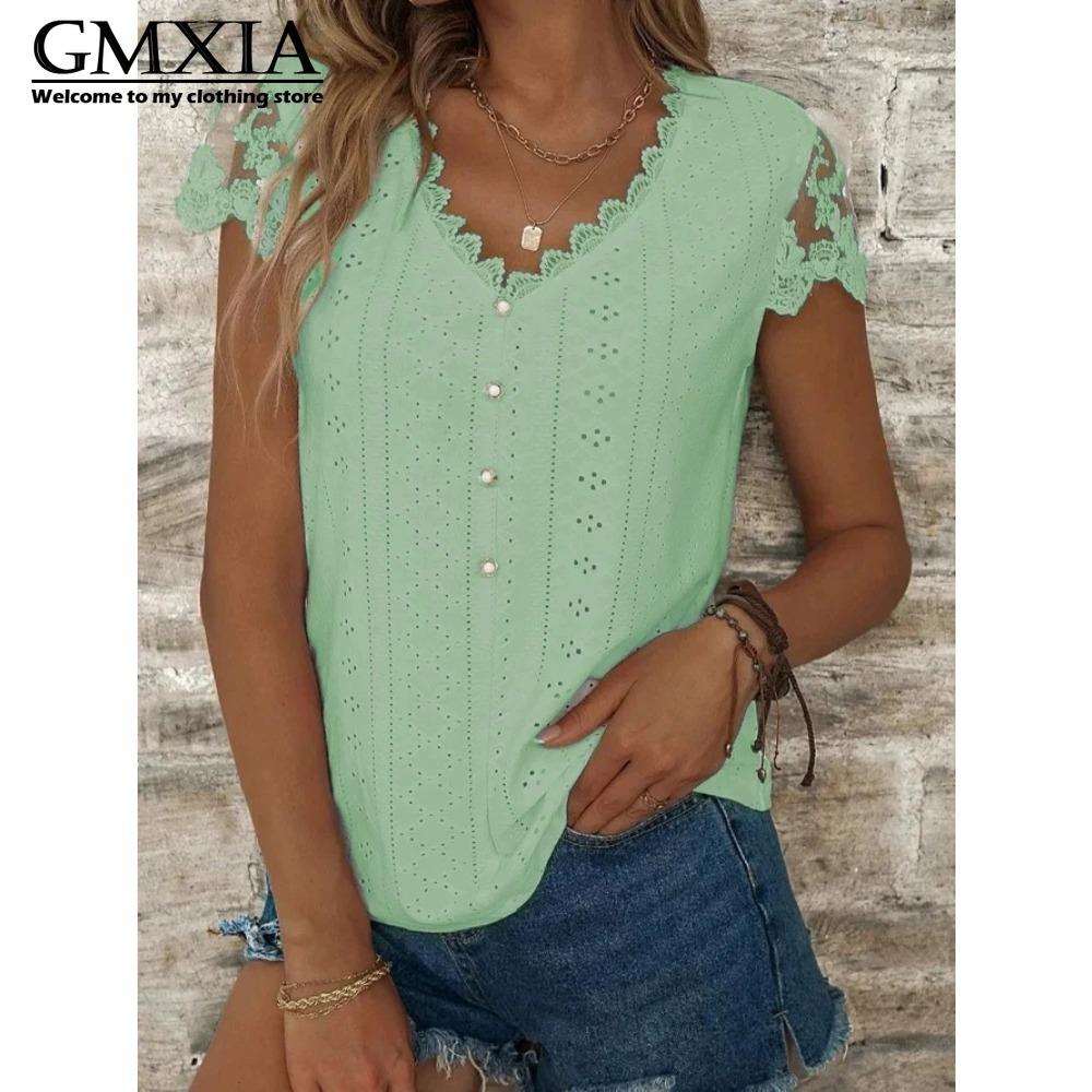 GMXIA Женская мода Повседневный отдых Однотонный принт Короткий рукав V-образный вырез Блузки и рубашки XXXL светло-зеленый
GMXIA Женская мода Повседневный отдых Однотонный принт Короткий рукав V-образный вырез Блузки и рубашки XXXL светло-зеленый