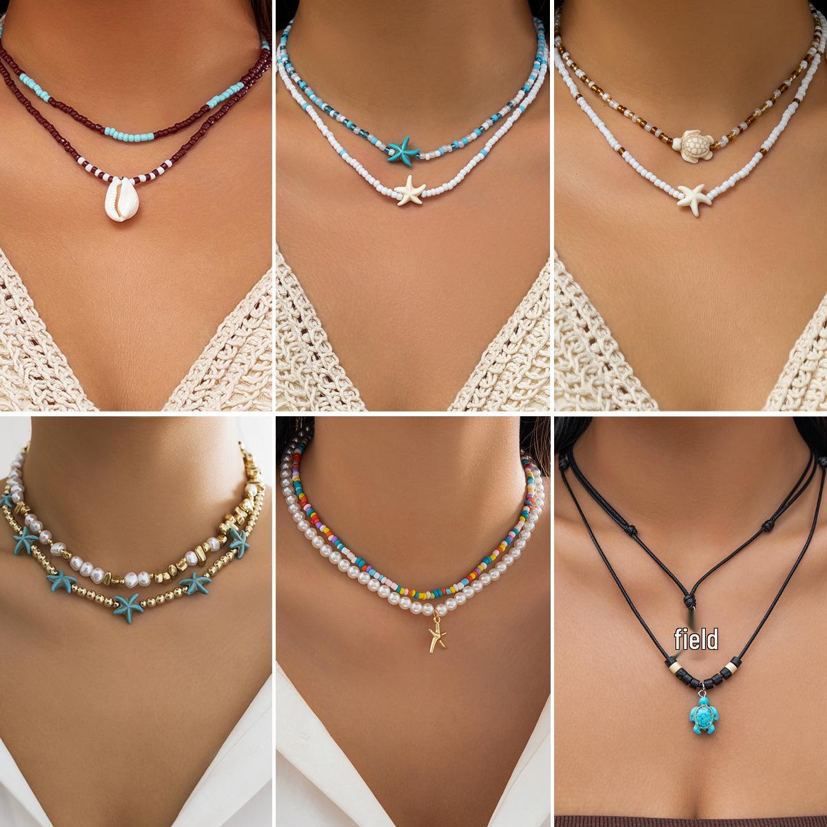 Starfish and Shell Bead Necklace - European & American Style Ocean-Inspired Women s Jewelry
Starfish and Shell Bead Necklace - European & American Style Ocean-Inspired Women s Jewelry
