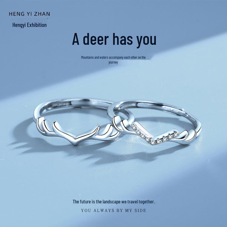 Hengyi Zhan: Pure Silver S999 Antler Couple Rings - Korean Creative Style B941-Women
Hengyi Zhan: Pure Silver S999 Antler Couple Rings - Korean Creative Style B941-Women