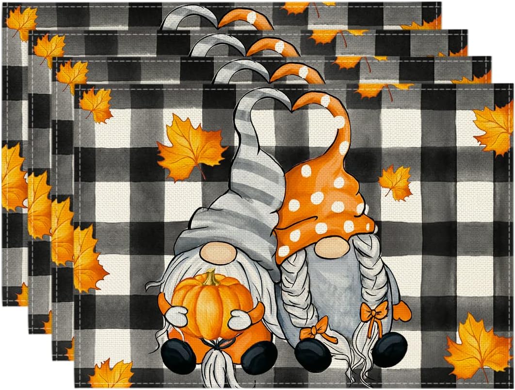 Buffalo Plaid Gnome Fall Placemats Set of 4, 12x18 Inch Autumn Leaves Table Mats for Table Runner Party Kitchen Dining Decoration 4pcs-12x18
Buffalo Plaid Gnome Fall Placemats Set of 4, 12x18 Inch Autumn Leaves Table Mats for Table Runner Party Kitchen Dining Decoration 4pcs-12x18