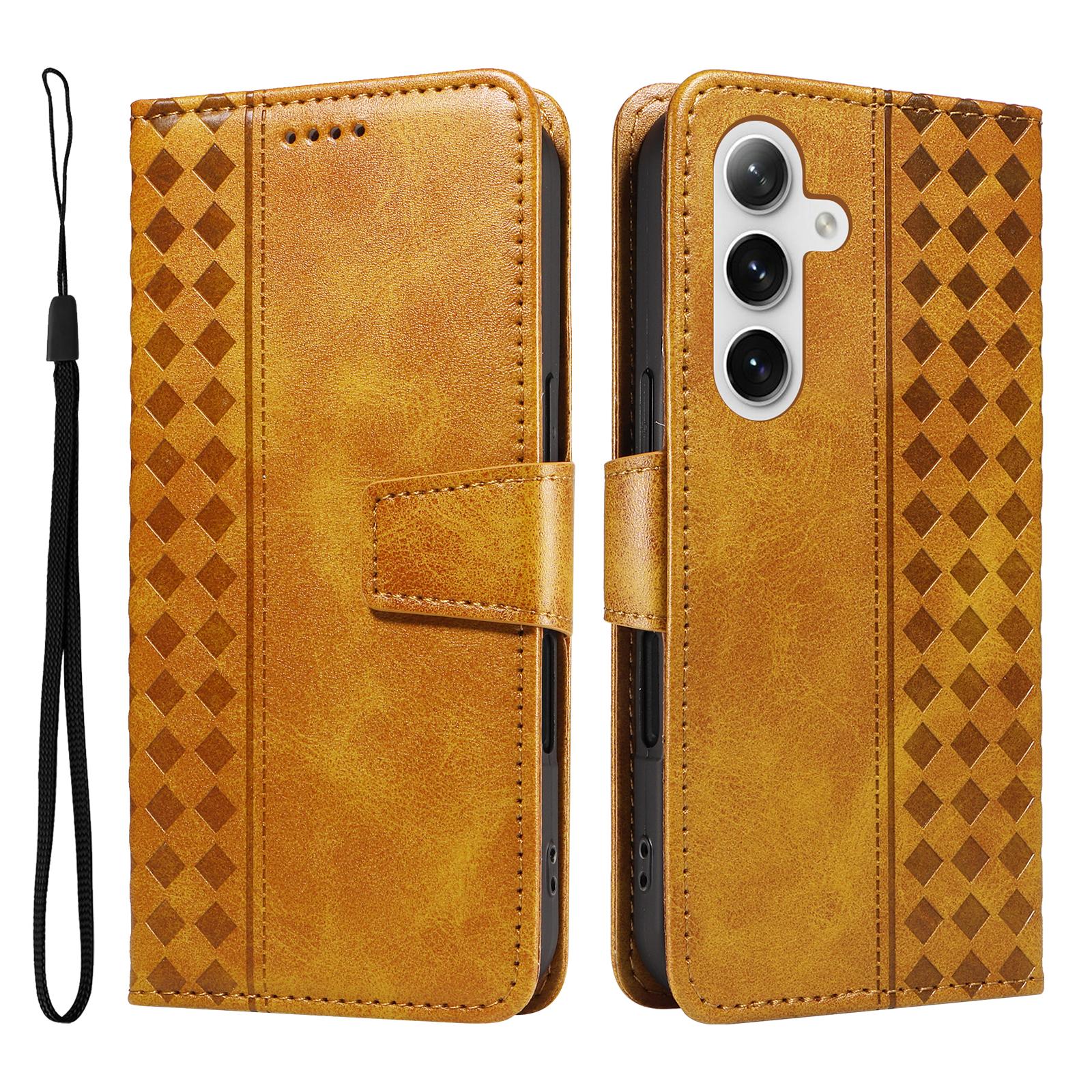 For Samsung Galaxy S24 FE Leather Case Wallet Stand Grids Imprinted Phone Cover with Strap Yellow
For Samsung Galaxy S24 FE Leather Case Wallet Stand Grids Imprinted Phone Cover with Strap Yellow