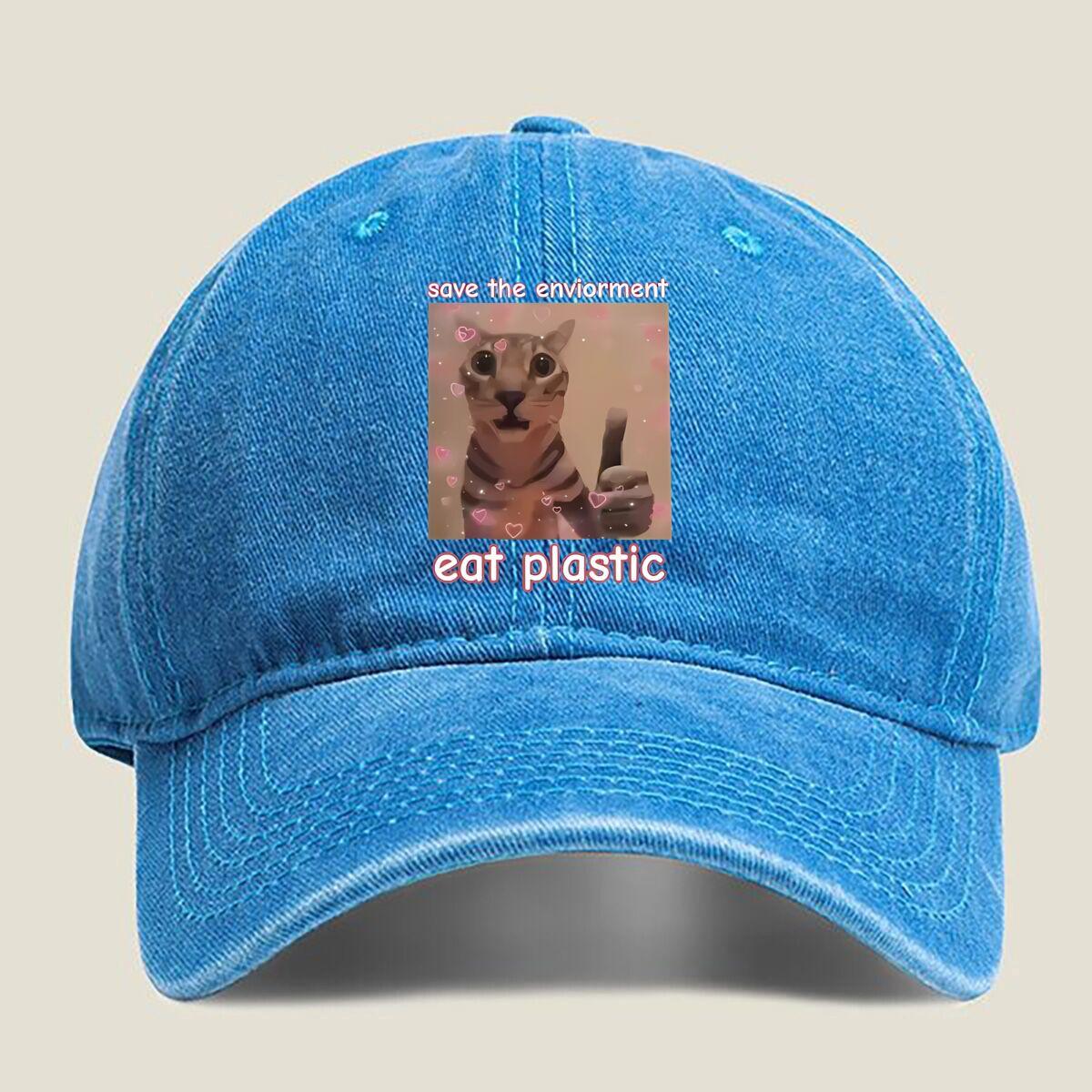 “Eat Plastic” Cat Art Fashion Washed Baseball Cap Outdoor For Womens Unisex Female Beach Dad Hat Hip Hop One Size озеро синього кольору
“Eat Plastic” Cat Art Fashion Washed Baseball Cap Outdoor For Womens Unisex Female Beach Dad Hat Hip Hop One Size озеро синього кольору