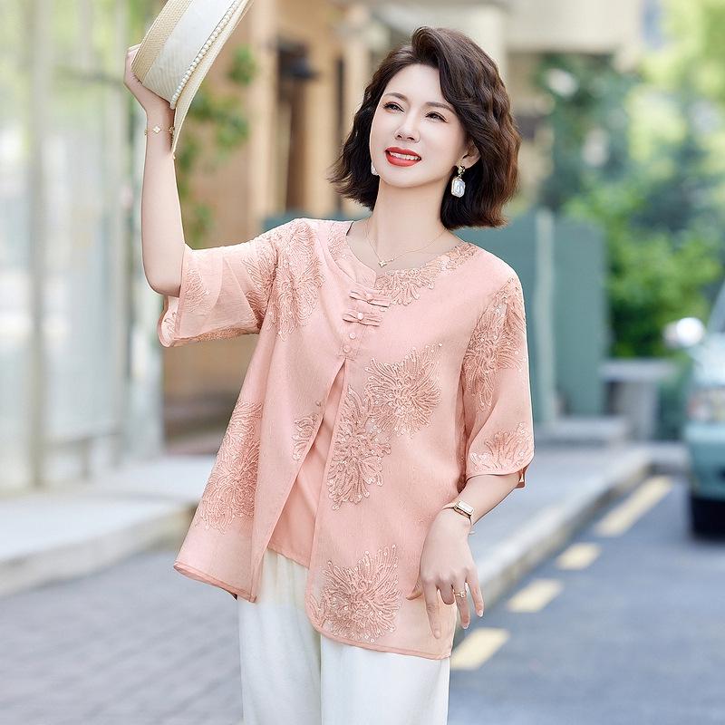 Chinese Style Embroidered Chiffon Shirt with Mid-Sleeves for Seniors - Summer Age-Reducing Top 3XL (62-68 kg) рожевий
Chinese Style Embroidered Chiffon Shirt with Mid-Sleeves for Seniors - Summer Age-Reducing Top 3XL (62-68 kg) рожевий