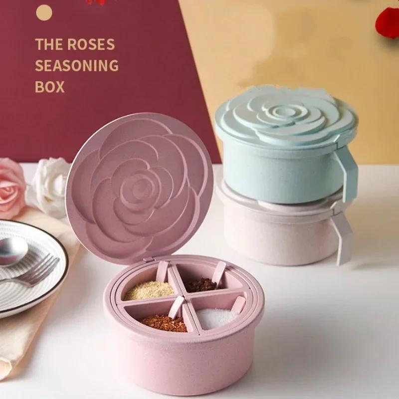Creative Rose Shape Four Grid Spice Jar Seasoning Box Kitchen Spice Storage Box Salt Pepper Cumin Powder Container зелёный
Creative Rose Shape Four Grid Spice Jar Seasoning Box Kitchen Spice Storage Box Salt Pepper Cumin Powder Container зелёный